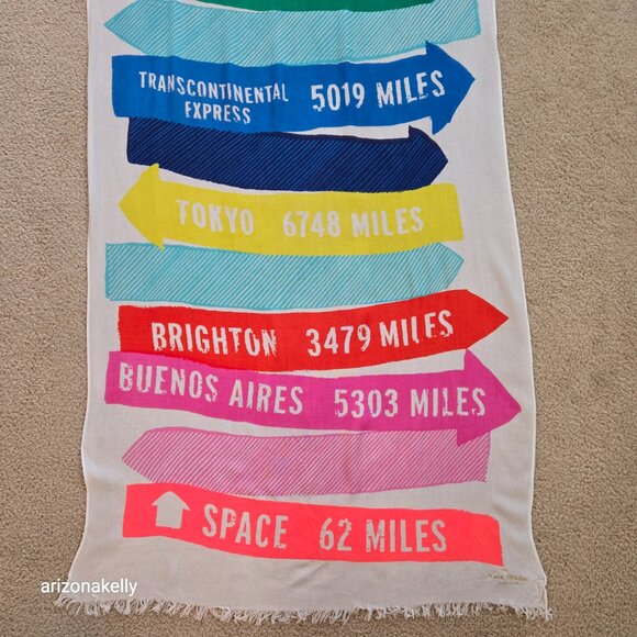 NWOT kate spade Travel Distance Sign Scarf Holiday Vacation - Picture 5 of 9